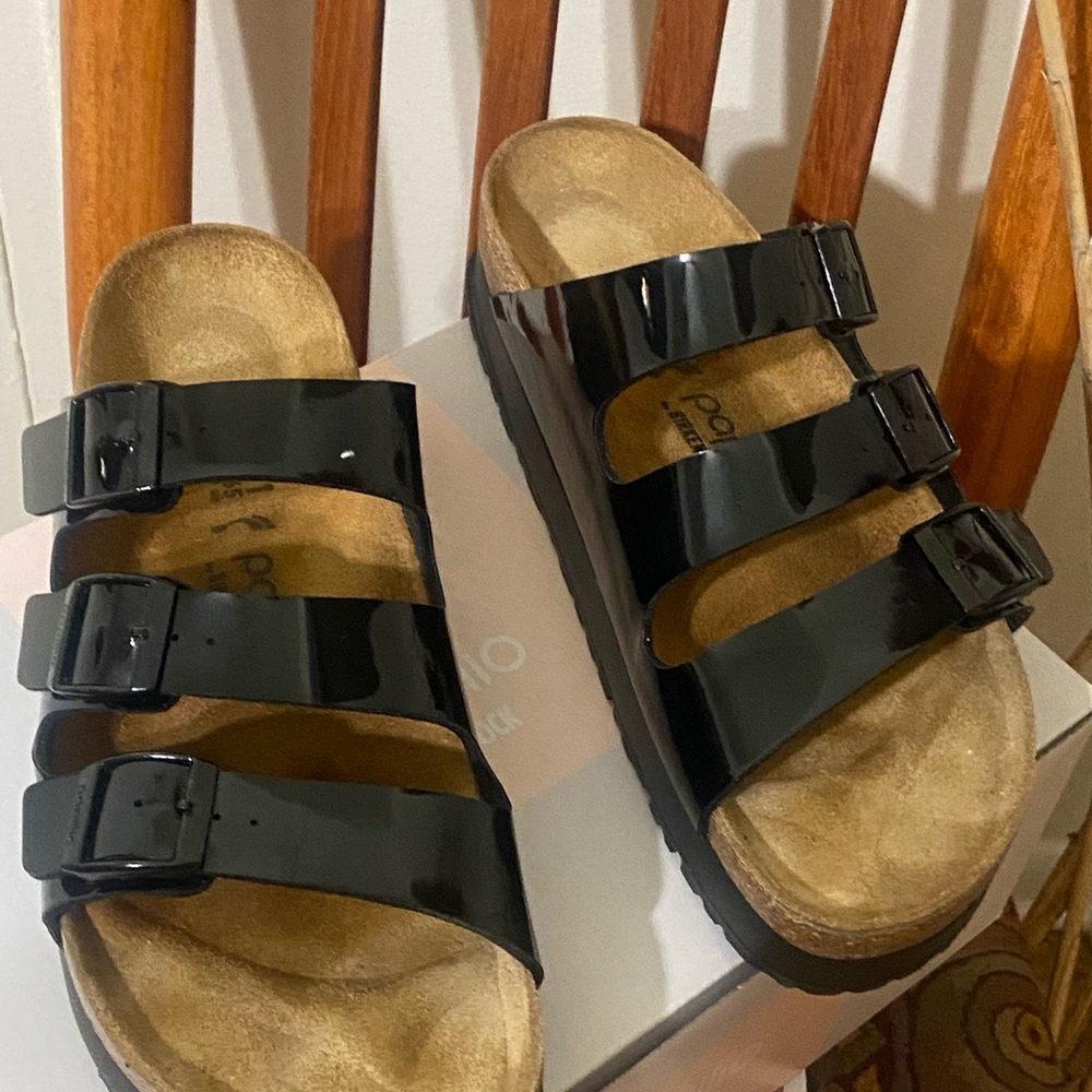Black Patent Leather Sandals Birkenstock new !